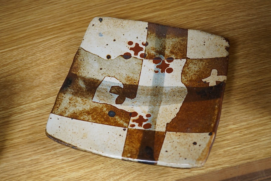 John Maltby (1936-2020), a square dish, 17.5cm